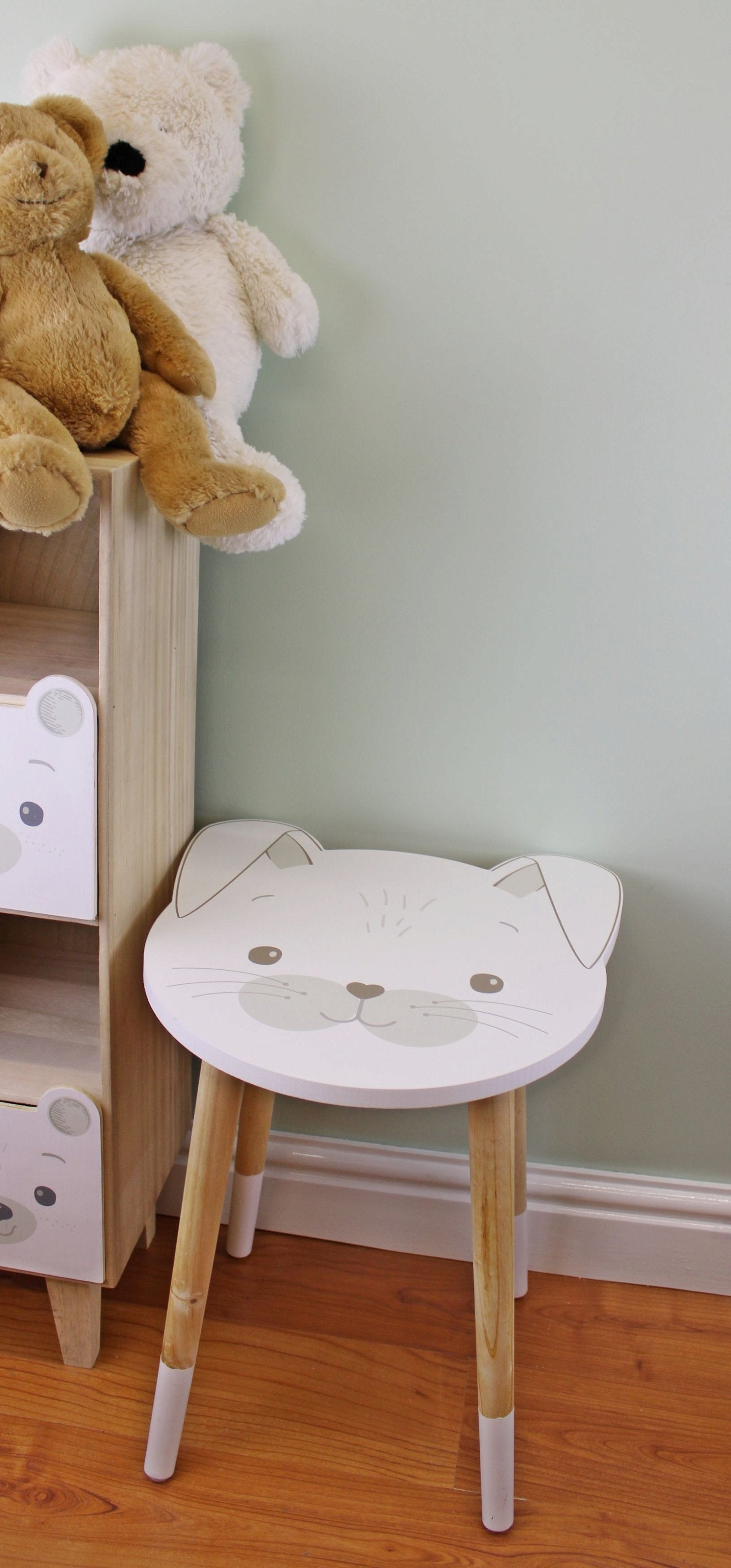 Baby Bear Wooden Side Table, Rabbit Design