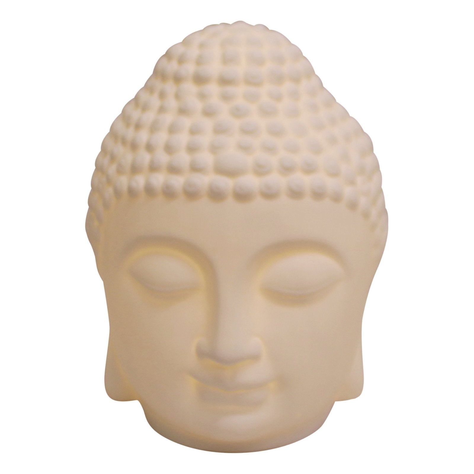 Battery Operated LED Lamp, White Buddha Head, 20cm.