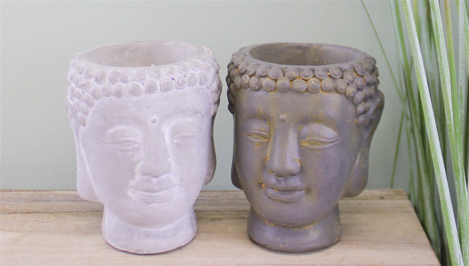 Set of 2 Small Cement Buddha Design Candles