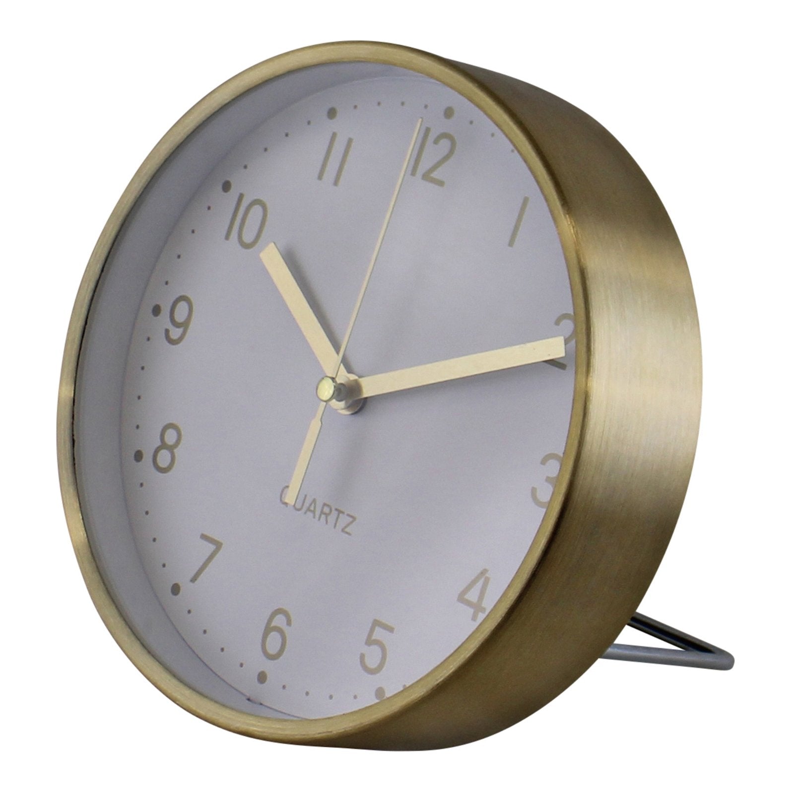 Gold Metal Table Clock, 16cm diameter