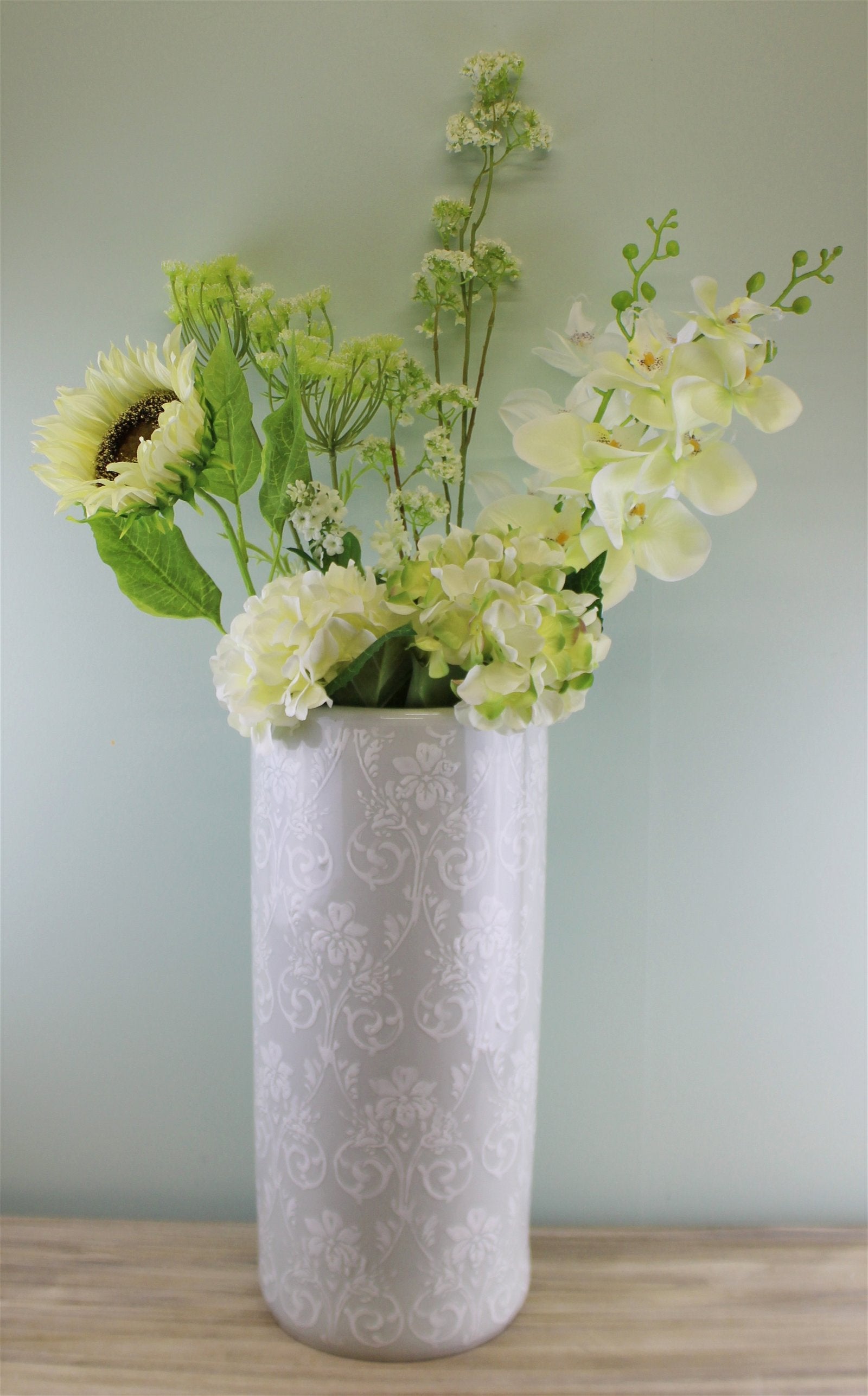 Single Sunflower Spray, Cream Flower, 71cm