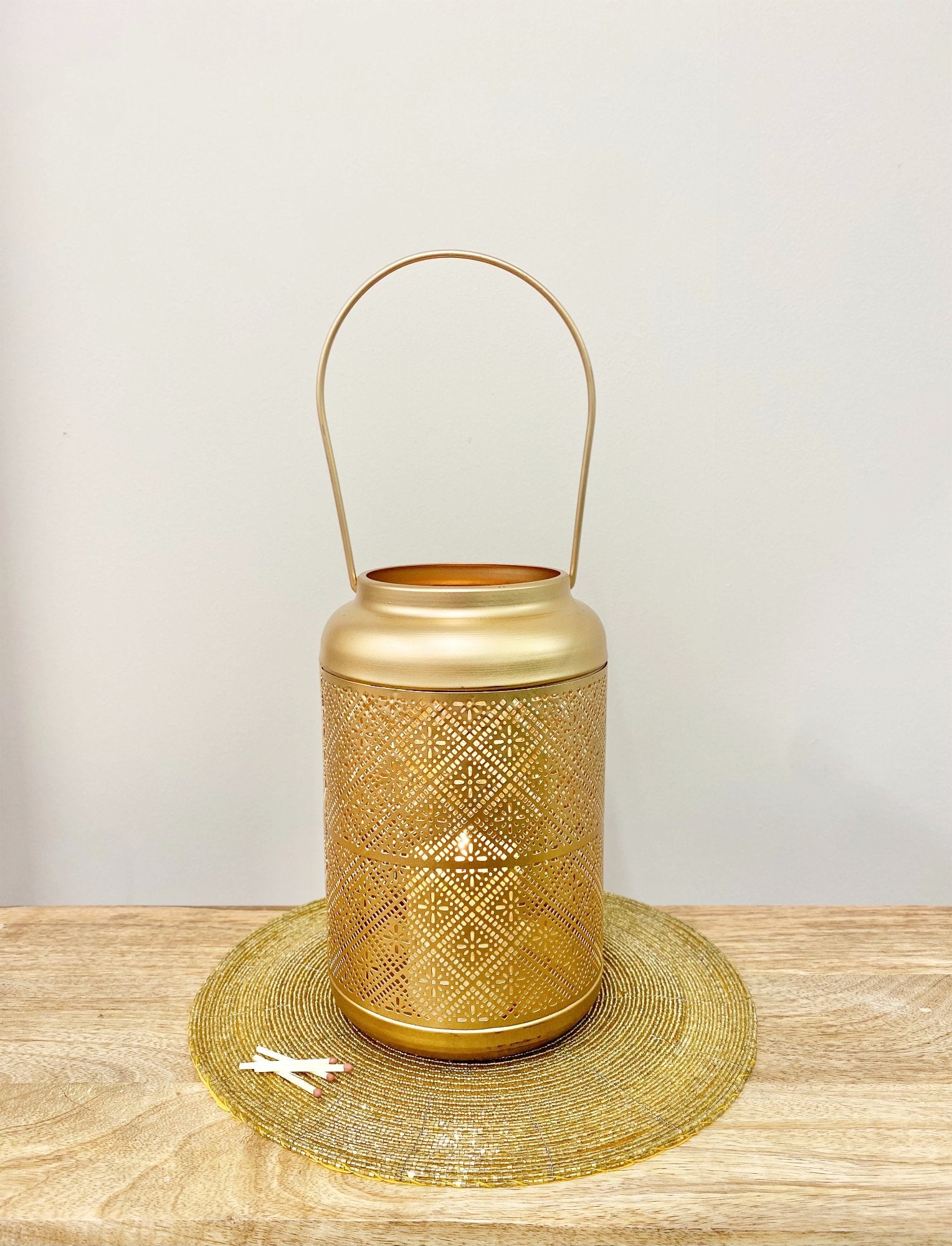Large Copper Cut Out Design Lantern 41cm