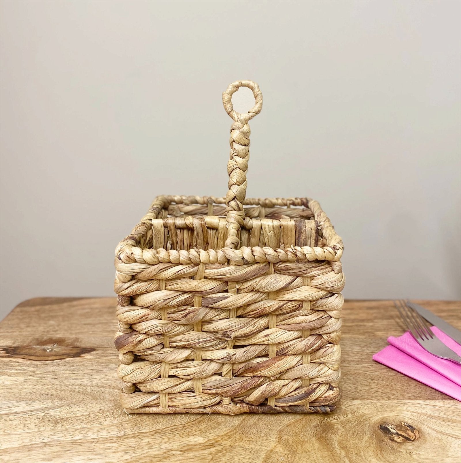 Natural Waterhyacinth Woven Cutlery Holder 26cm