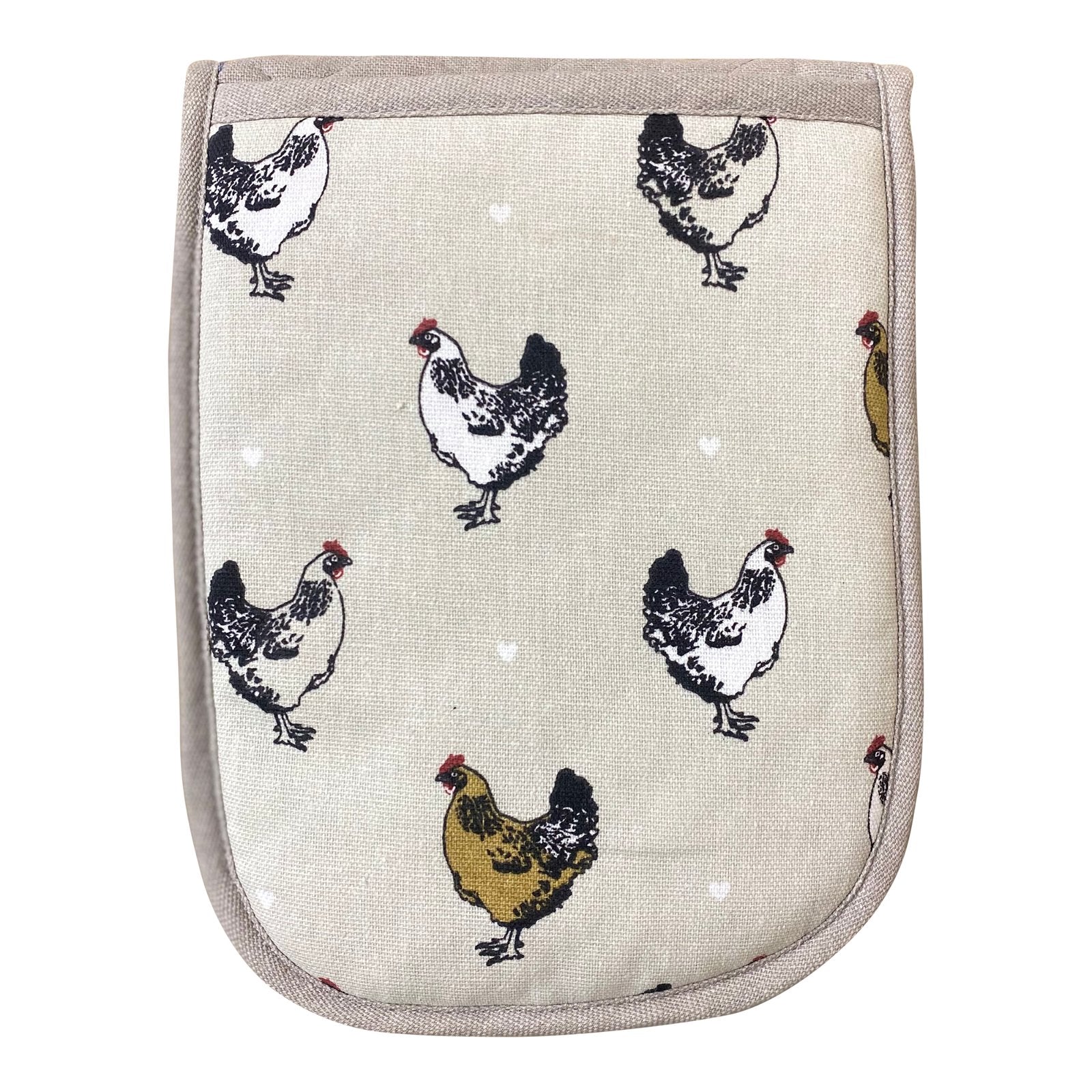 Double Oven Glove With A Chicken Print Design