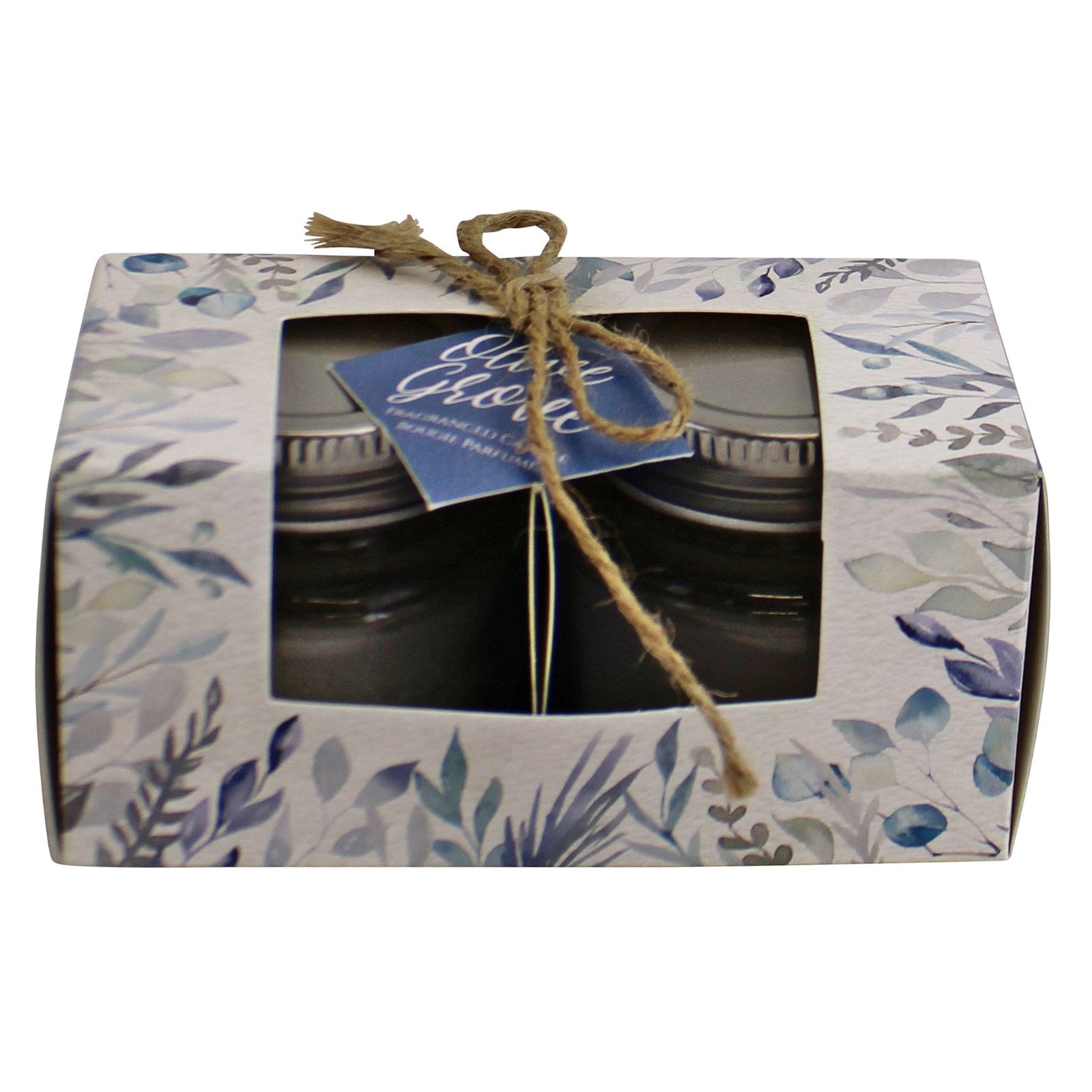 Set Of 2 Olive Grove Fragranced Candles in Jars With Lids, Gift Boxed