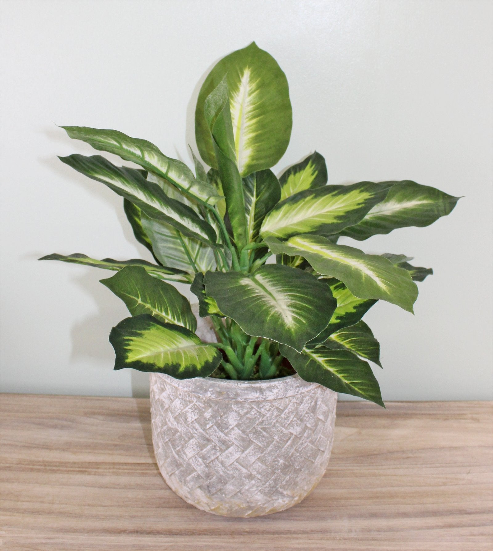 Weave Effect Cement Pot, Medium, 19cm diameter