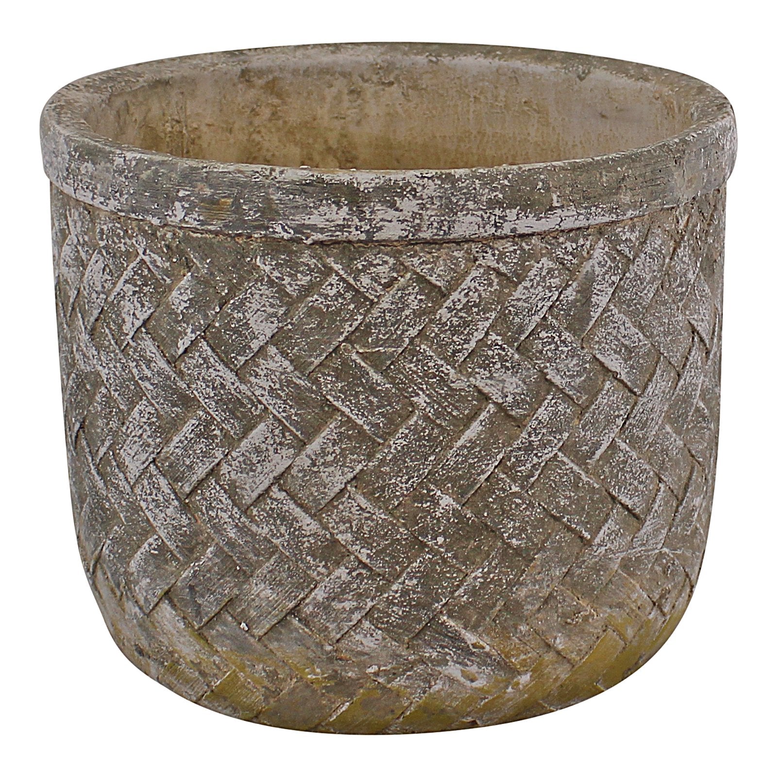 Weave Effect Cement Pot, Medium, 19cm diameter