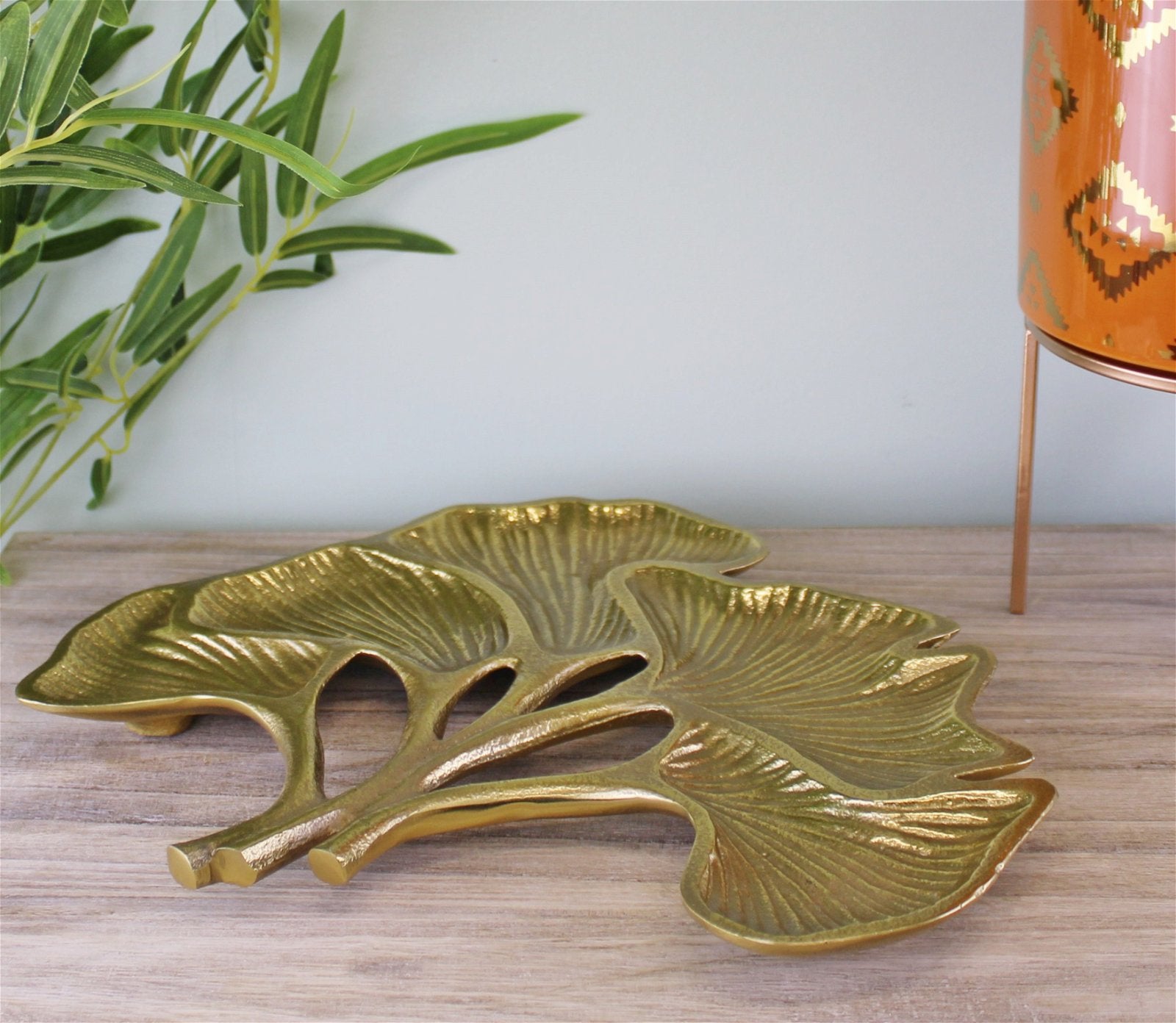 Lotus Leaf Gold Metal Decorative Plate