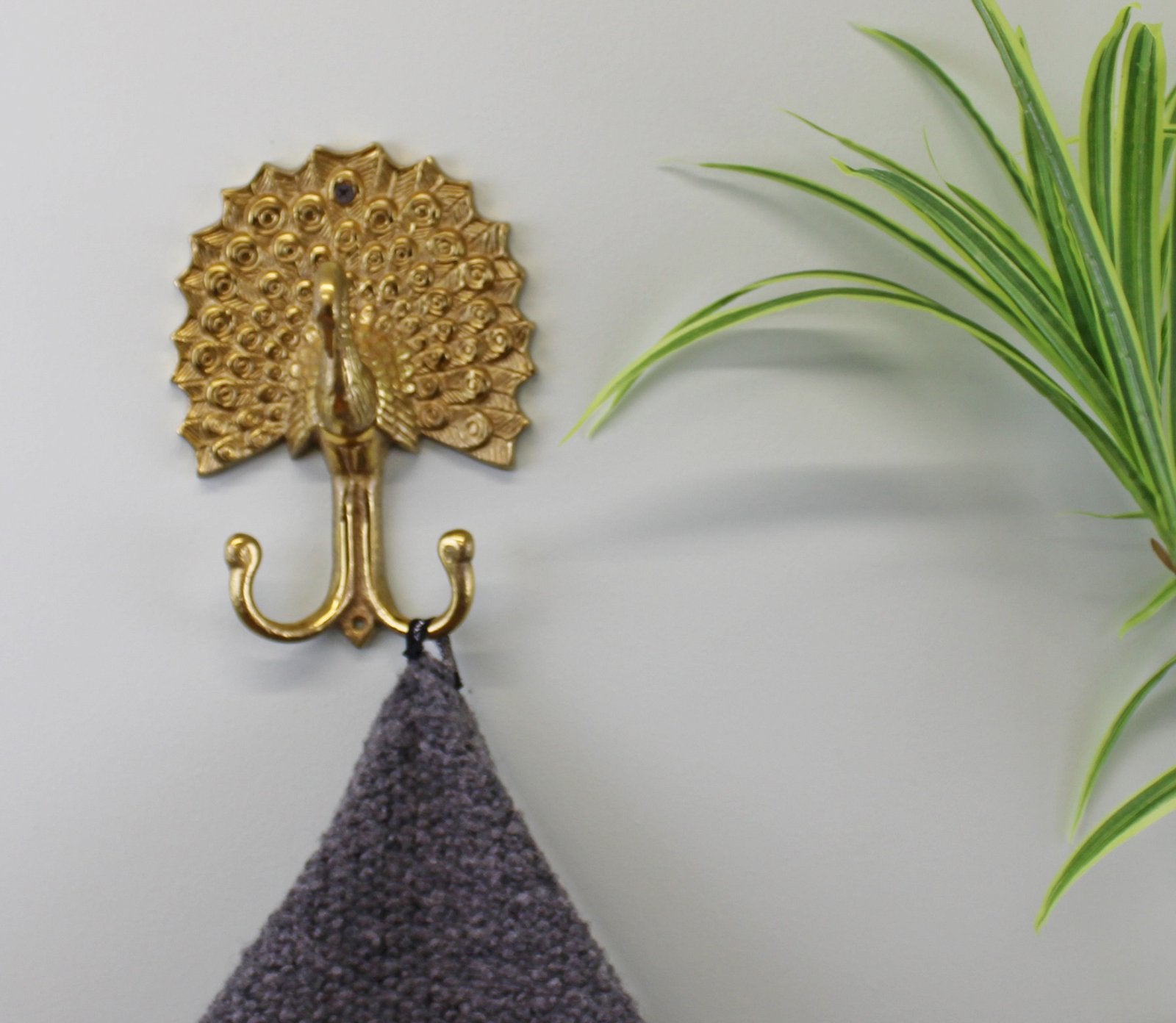 Medium Gold Metal Peacock Double Coat Hook