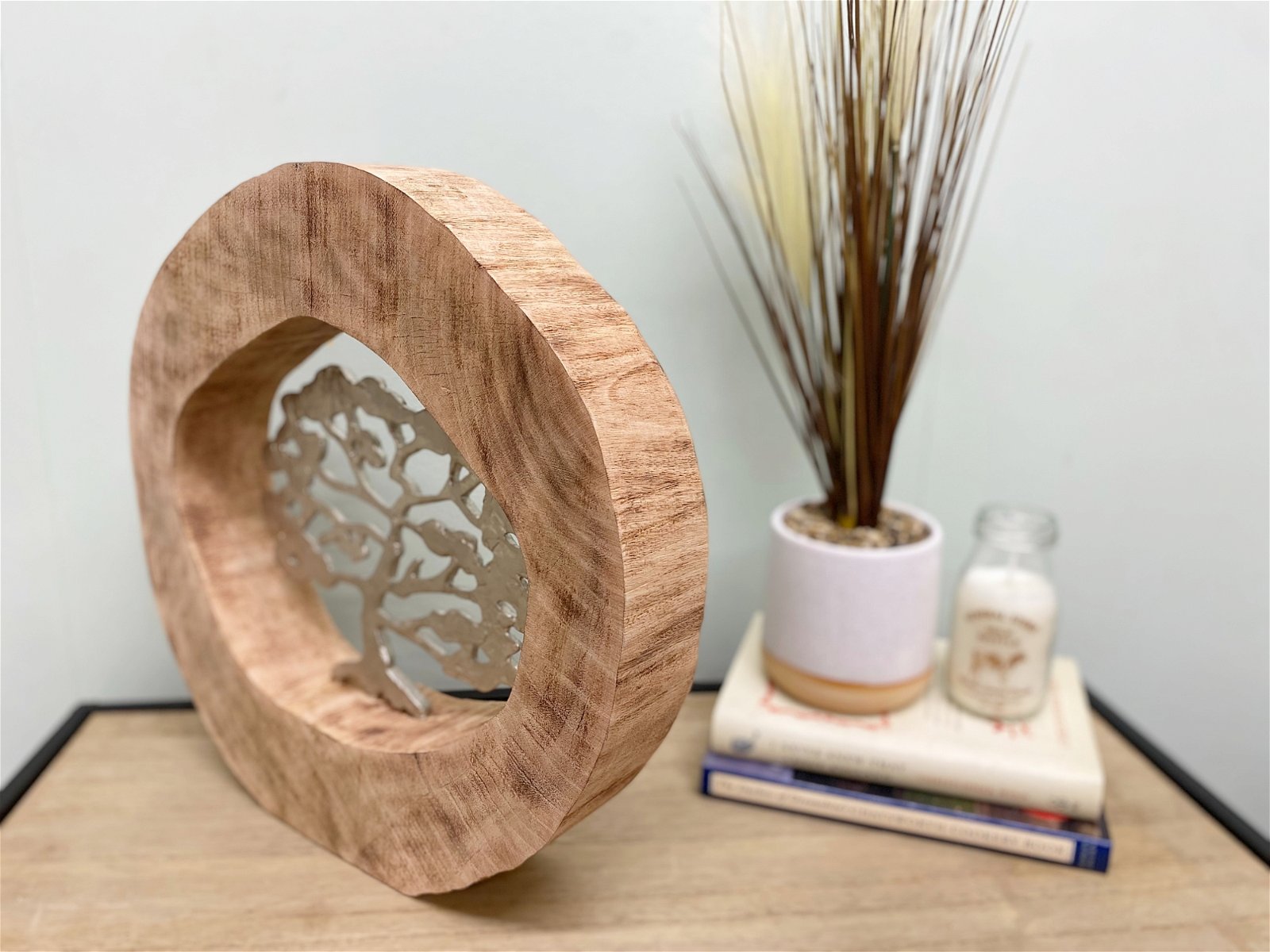 Silver Tree In Log Decoration 35.5cm