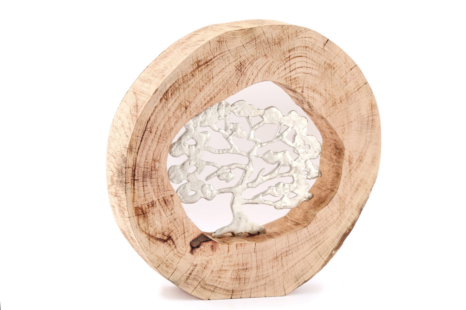 Silver Tree In Log Decoration 35.5cm