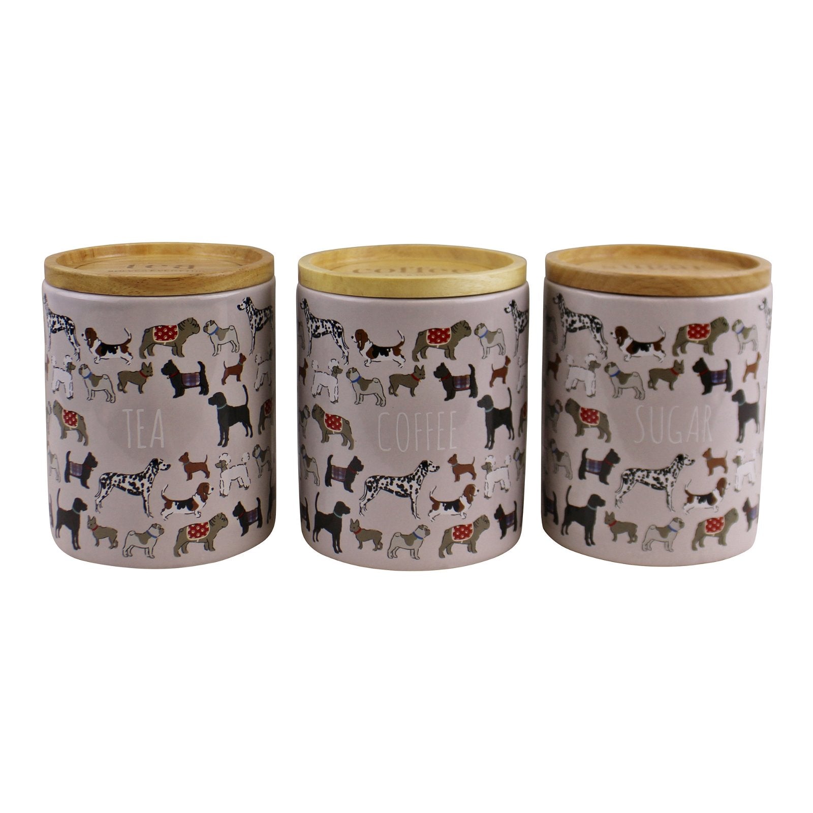 Ceramic Dog Design Tea,Coffee & Sugar Canisters