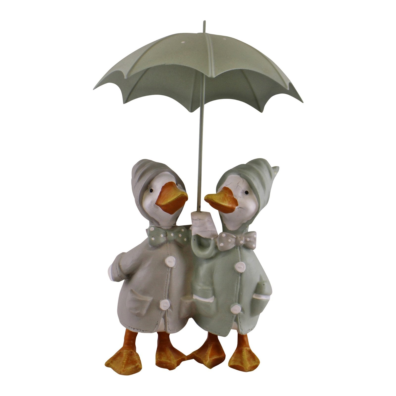 Duck Couple With Umbrella Garden Ornament