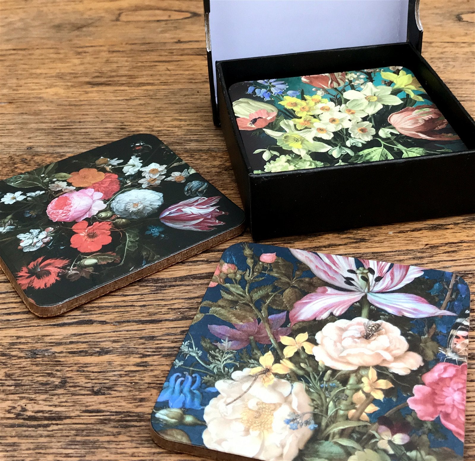 Pack Of Six Dutch Floral Coasters In Gift Box