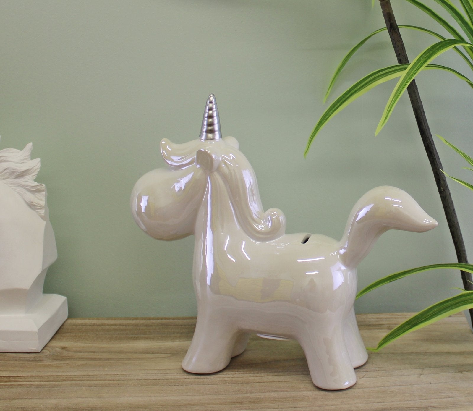 Pearlised Ceramic Unicorn Money Box