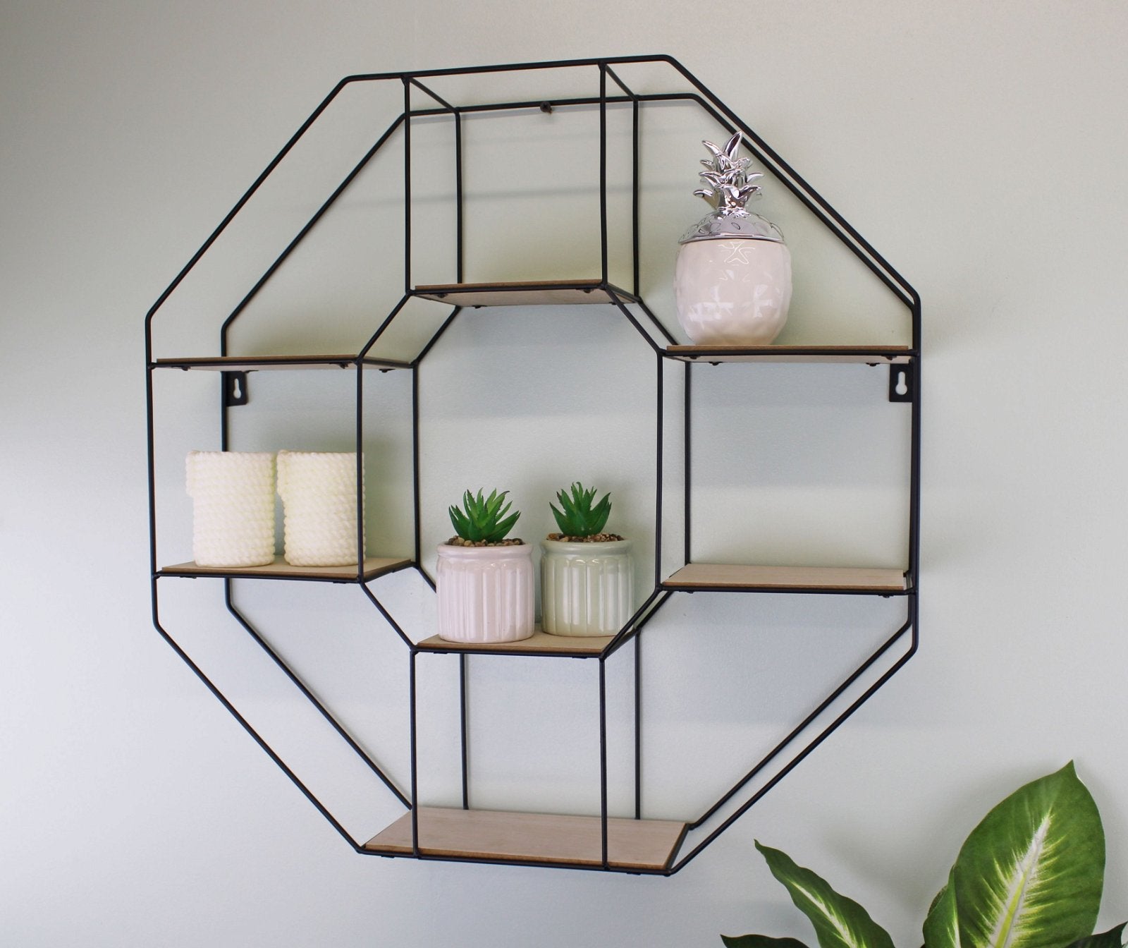 Octagonal Metal Shelving Unit With 7 Shelves, 55cm.