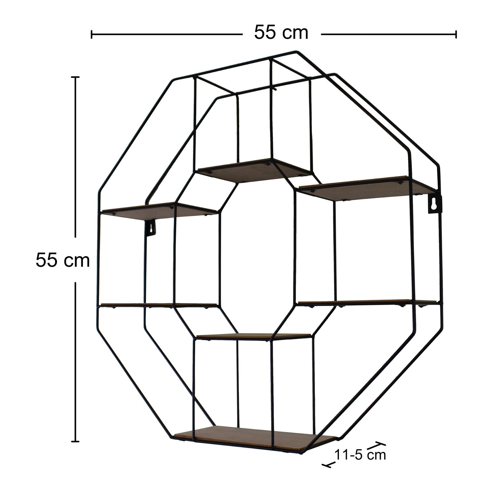 Octagonal Metal Shelving Unit With 7 Shelves, 55cm.
