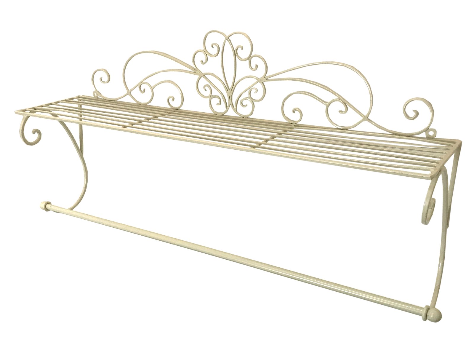 Cream Scroll Towel Rail And Shelf