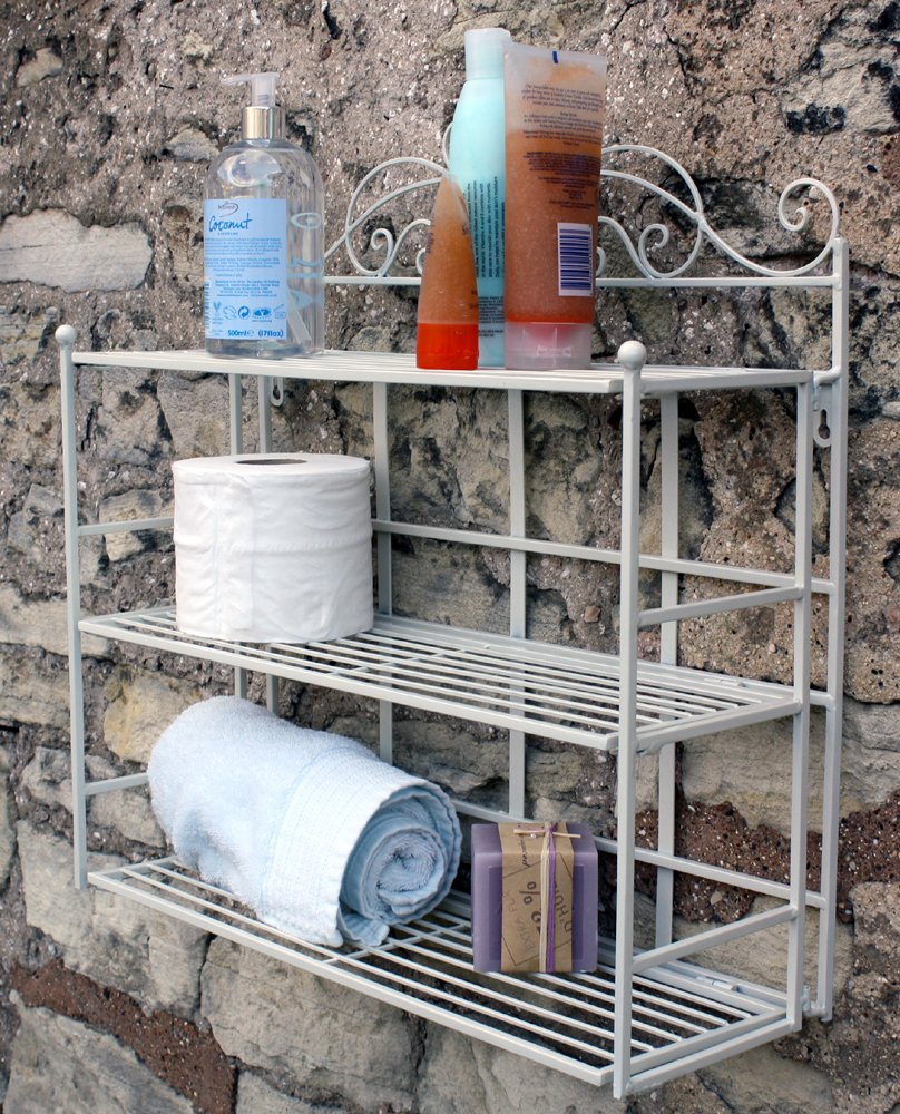 Cream Scroll 3 Tier Wall Hanging Shelf Unit