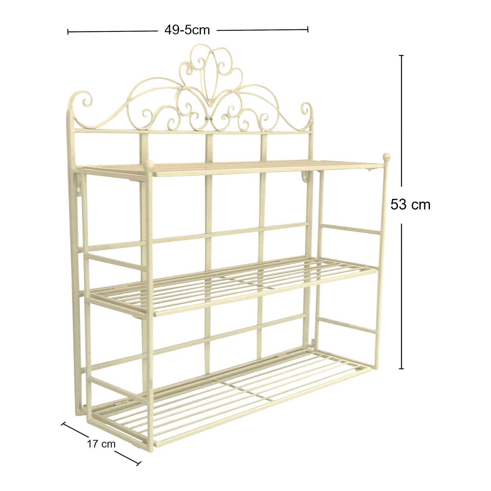 Cream Scroll 3 Tier Wall Hanging Shelf Unit