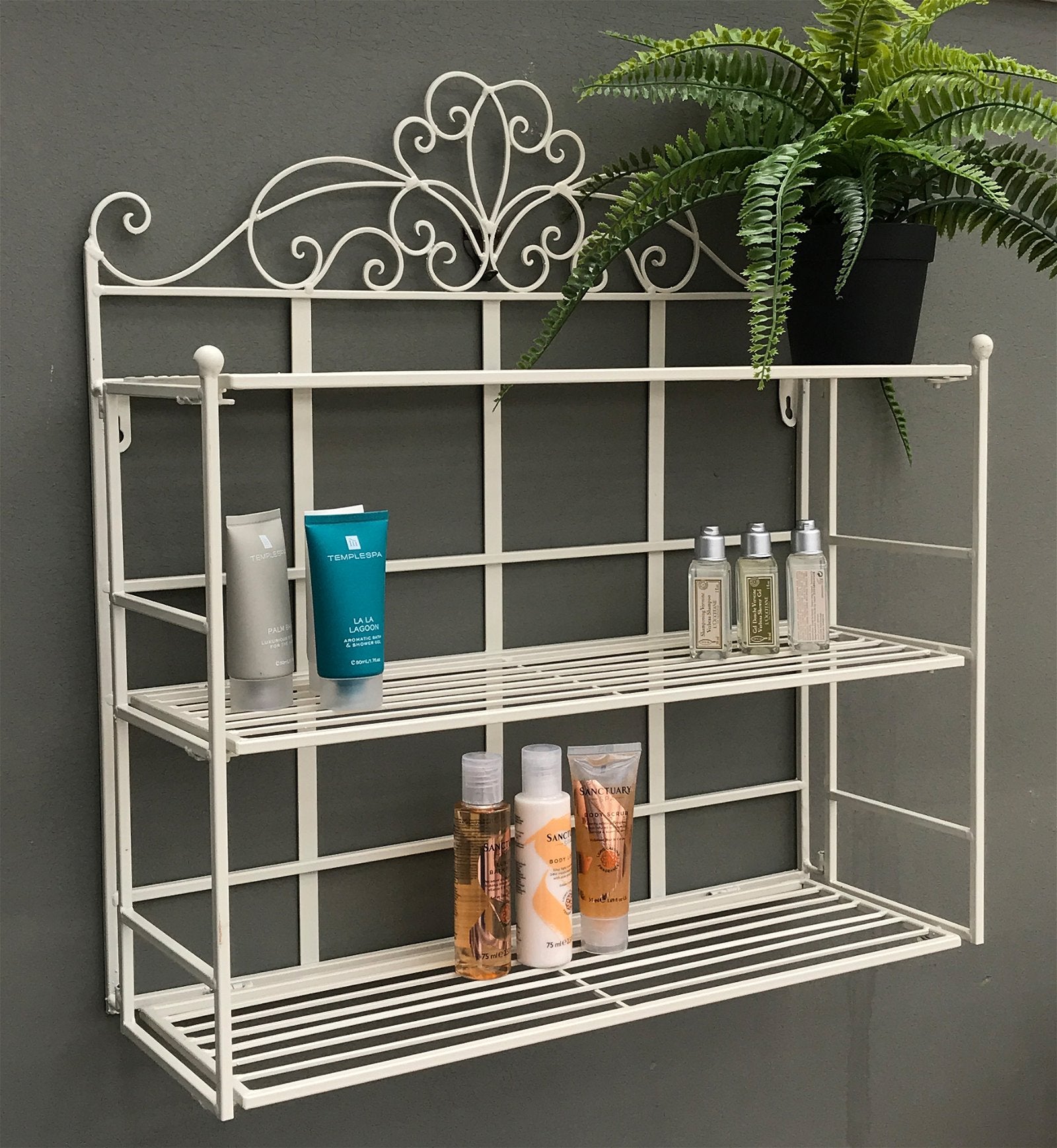 Cream Scroll 3 Tier Wall Hanging Shelf Unit