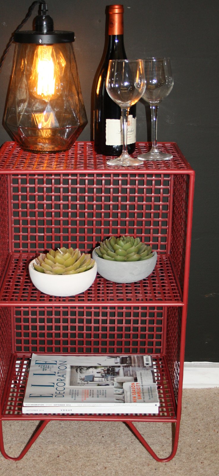 2 Tier Square Side Table Red