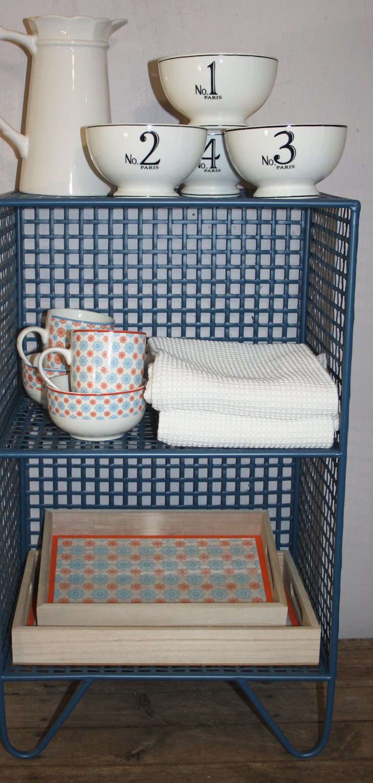 2 Tier Square Side Table Blue